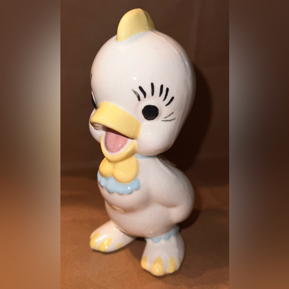 Vintage Duck Baby Bird Mid Century Pottery Kitsch Anthropomorphic Easter chick